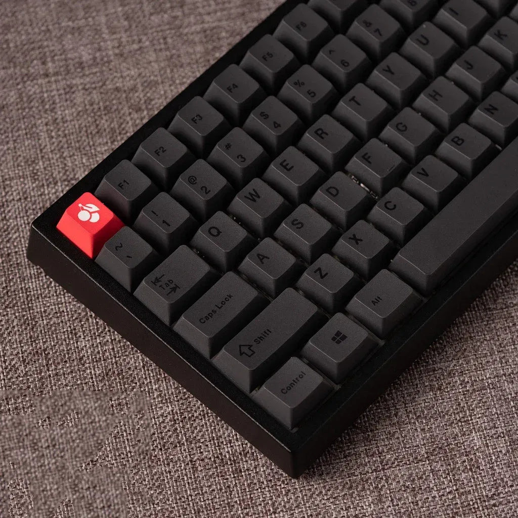 Color: Khaki - Minimalist Black keycaps PBT cherry profile  61/71/64/68/84/96/980/87/104 keycap set