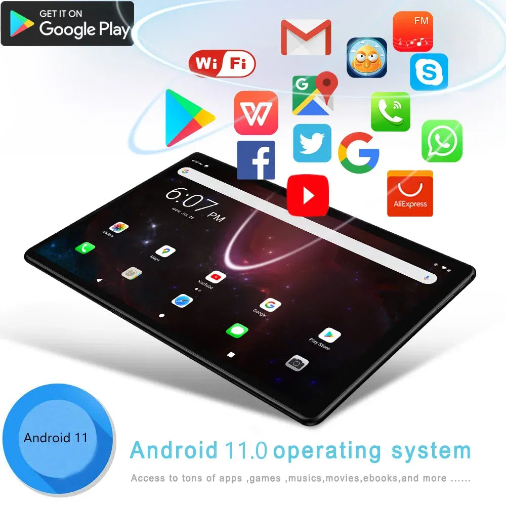Color: Pink, Bundle: Bundle 2 - New 10.1 Inch Android Tablet Pc Google Play Dual Cameras Octa Core Dual SIM Phone Call Tablets Bluetooth Wifi 4GB RAM 64GB ROM