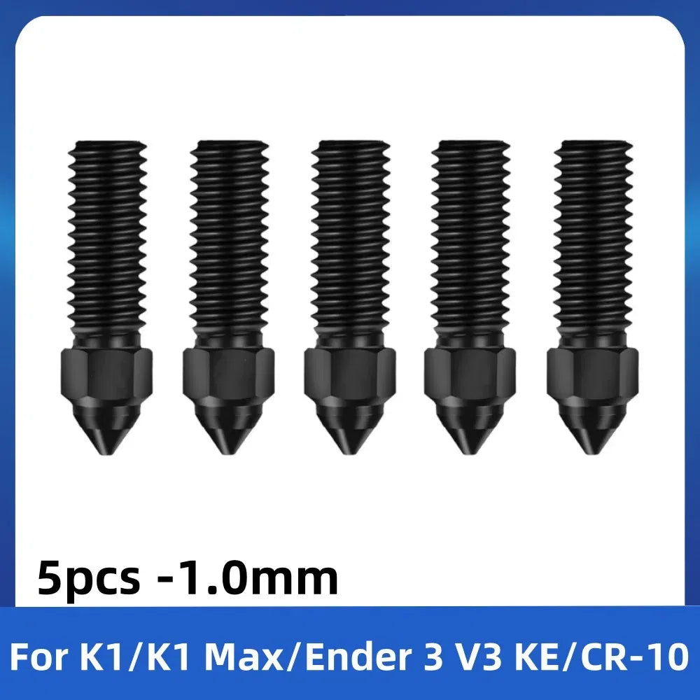 Color: Silver - Creality Ender 3 V3 KE Nozzle Har Hardened Steel Nozzle Kit 0.2/0.4/0.6/0.8/1.0/1.2mm for K1 3D Printer Parts Non Stick Filament