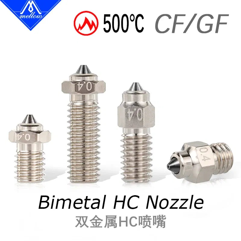 Color: green, Size: 0.6mm - Mellow DLC Hardened Steel & Copper Wear Resistant Bimetal HC Nozzle For V6 / Volcano /Mk8 Hotend Neptune4 K1 Nozzle 3D Printer