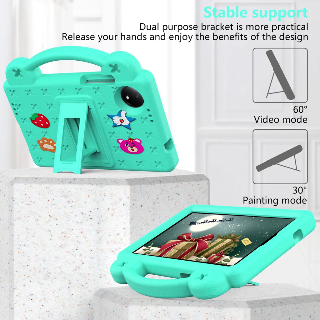Color: Misty Gray, Size: eleven - Kids EVA Handle Case for Xiaomi Redmi Pad SE 8.7 inch 2024 Shockproof Protective Cute Strawberry Bear Tablet Cover 8.7"