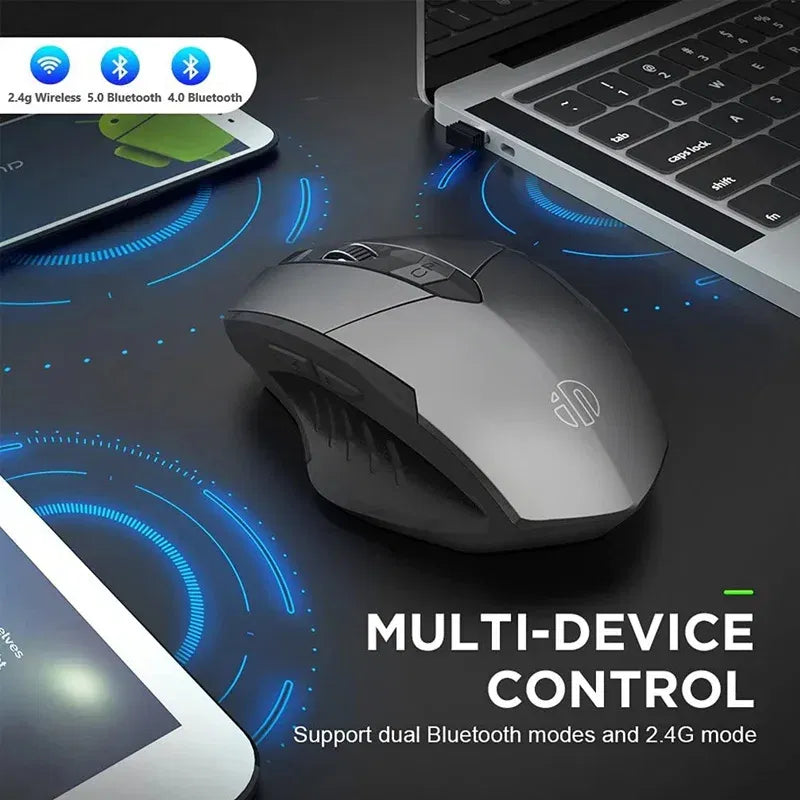 Color: WHITE - Bluetooth Compatible Mouse Rechargeable 2.4G INPHIC PM6 Wireless Mouse Office Mute Support PC Laptop Tablet Smartphone Universal