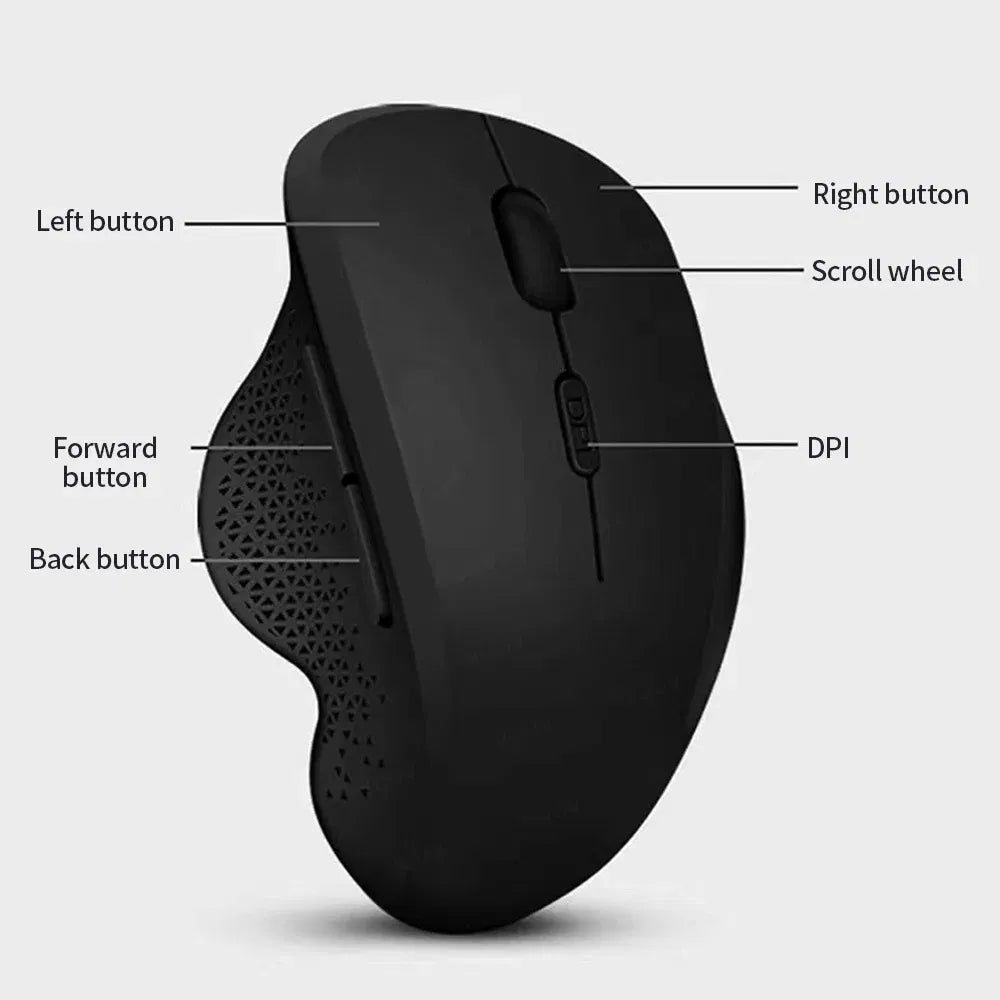 Color: Black - Ergonomic Rechargeable Wireless Bluetooth Mouse for PC Computer Laptop Macbook 1600DPI Dual Mode Mouse for IOS Android Tablet