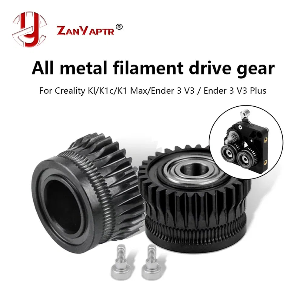Color: WHITE - 2pcs/lot CR K1C K1 Gear All Metal Filament Drive Gear for Creality K1 Max Extruder Nickel Plated DLC Coating High Hardness Wear