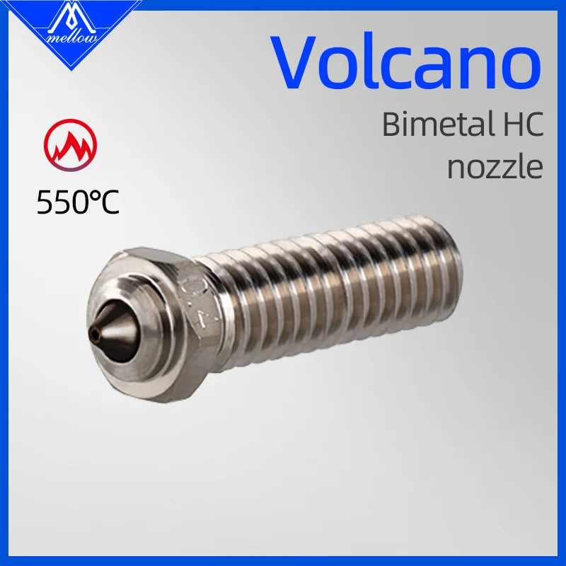 Size: 0.8mm - Mellow NF Volcano nozzle Bimetallic Copper&Hardened steel 3D printer parts DLC High Temperature Wear 3D Printer
