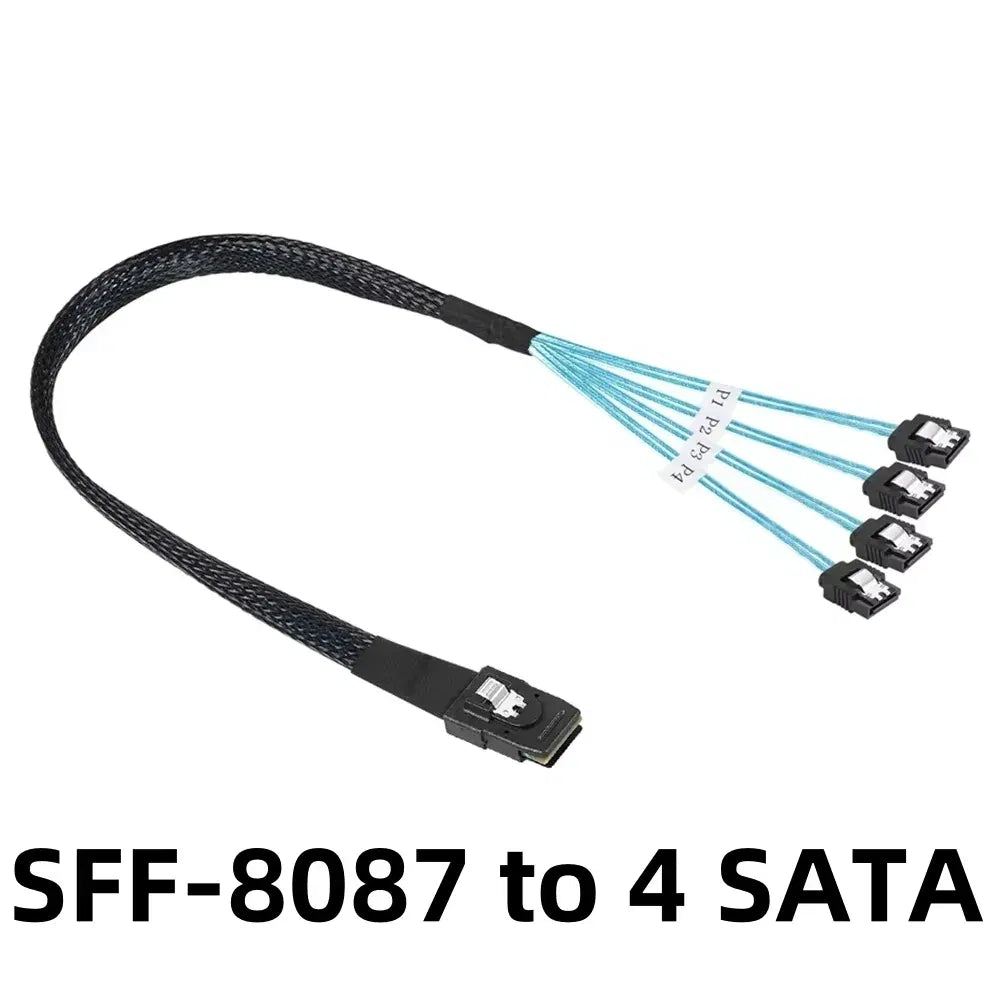 Color: black, Cable length: 1m - 0.5M 1M Mini SAS HD SFF-8643 SFF-8087 to SFF-8482 29Pin with 15Pin Power Connector 4xSATA Cable for Hard Drive Controller Server