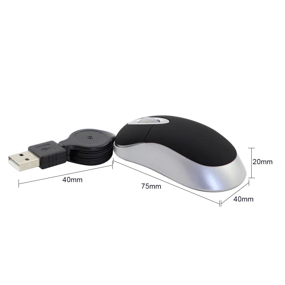 Color: Red - Mini Portable Wired Mouse Retractable USB Cable Ergonomic Mause Anti Winding Office Computer Mice Retractable Adjustable Mice