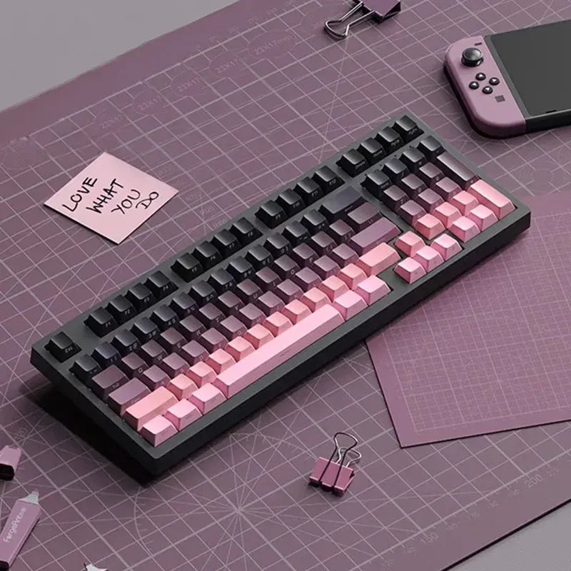 Color: Cream Color - Gradient Keycaps Side Printed Shine Through PBT Double Shot OEM Profile for MX Switches Gaming Keyboard 130+key caps