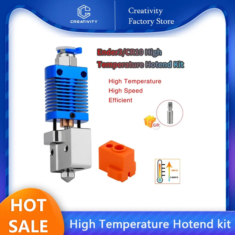 Color: green - Ender3/Ender 3V2/CR10 High Temperature 550?? Hotend Kit Copper Plated Volcano Nozzle Heated Block Bimetal Throat Hotend Kit
