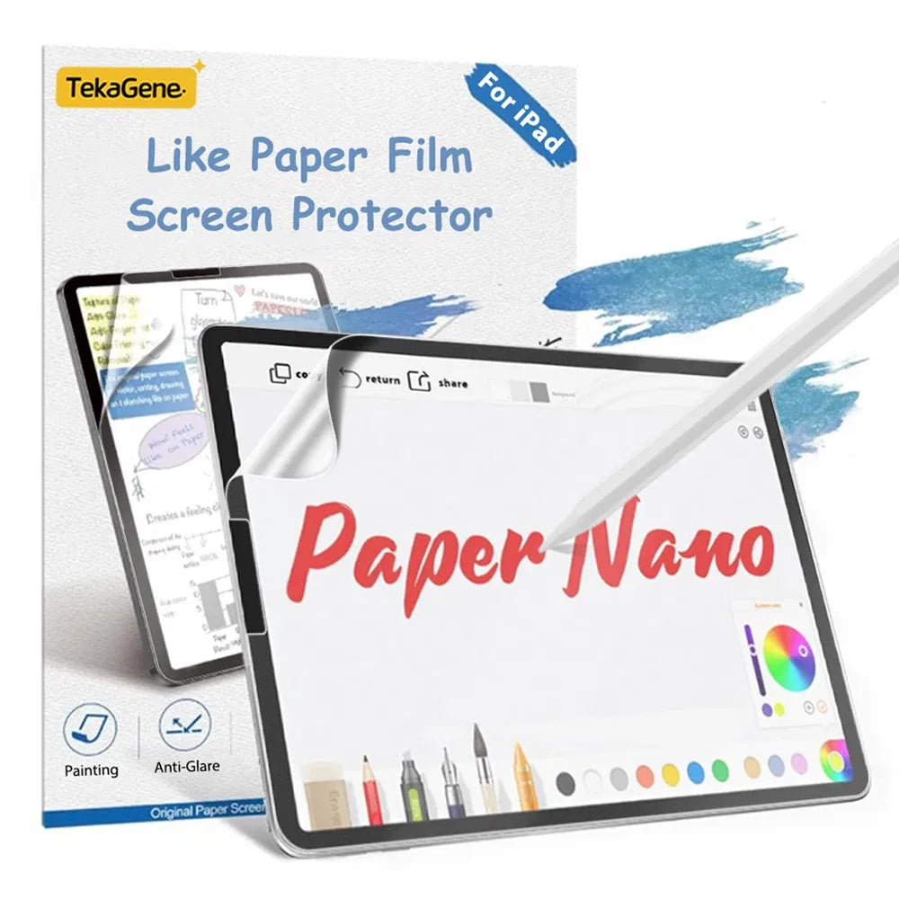 Color: Yellow - Like Paper Film Screen Protector For iPad Air 13 11 5 4 3 M2 M4 2024 Pro 12.9 12 9 10th 9th 8th 7th Generation Mini 6 Matte Film