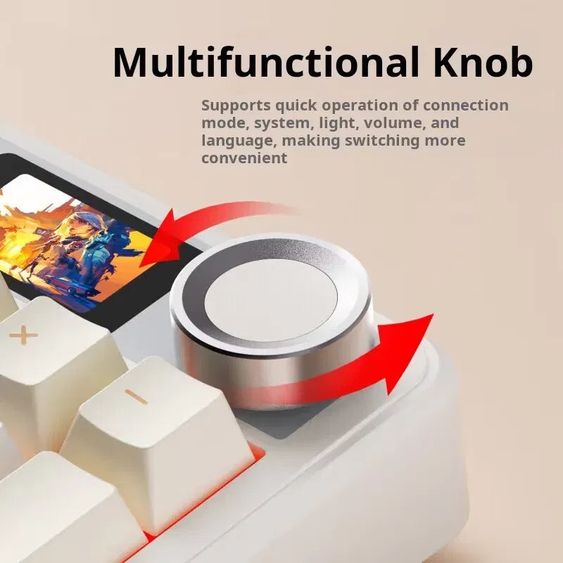 Color: camel - AULA F108 Pro Mechanical Keyboard Three-mode Bluetooth /2.4G/ Wired Customized Full-key Hot-swapable Gasket Structure RGB Light