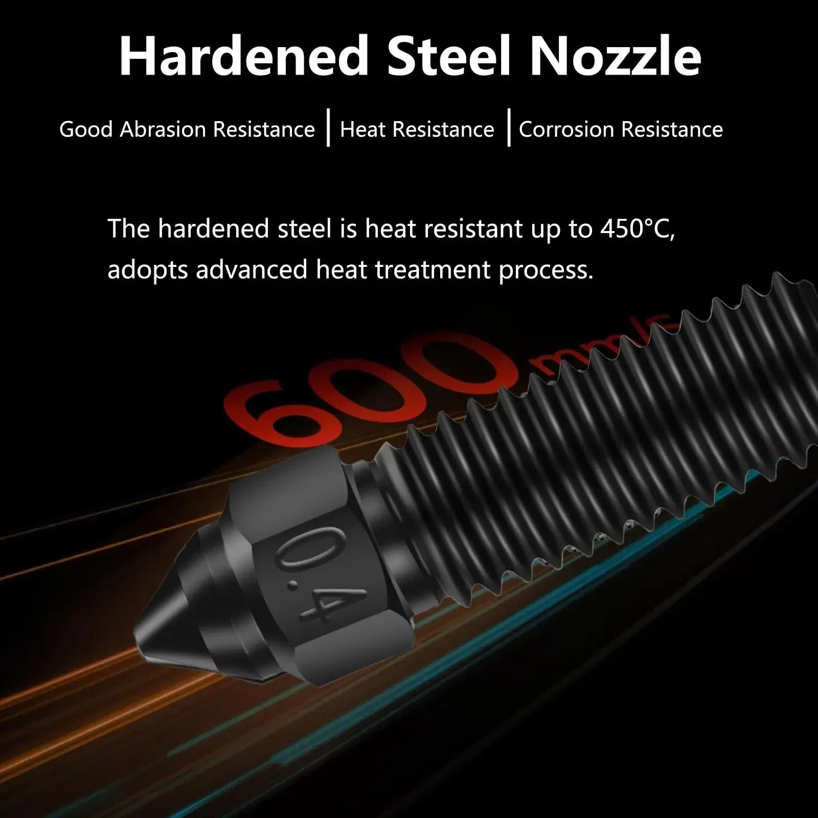 Color: Silver - Creality Ender 3 V3 KE Nozzle Har Hardened Steel Nozzle Kit 0.2/0.4/0.6/0.8/1.0/1.2mm for K1 3D Printer Parts Non Stick Filament