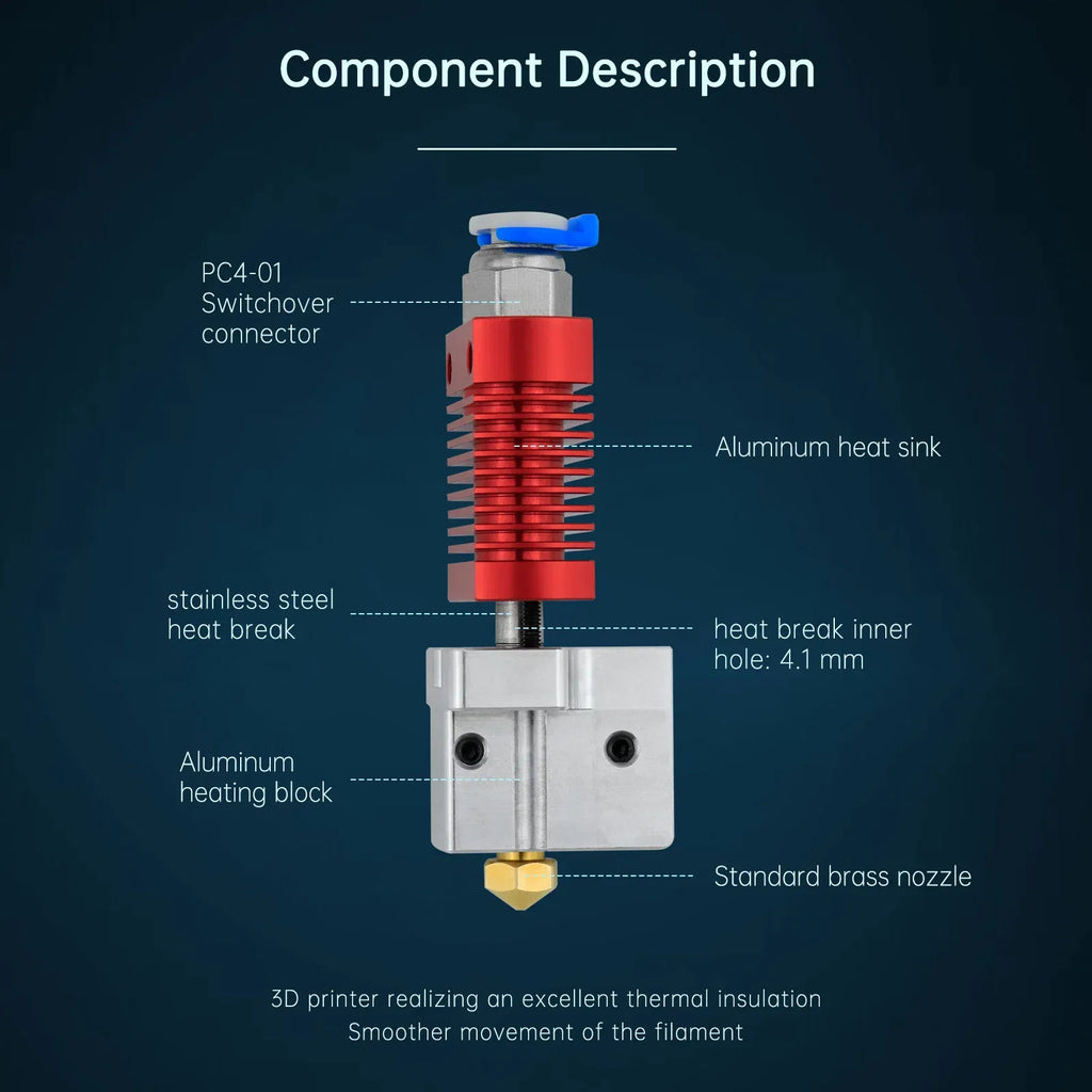 Color: green - Ender3/Ender 3V2/CR10 High Temperature 550?? Hotend Kit Copper Plated Volcano Nozzle Heated Block Bimetal Throat Hotend Kit