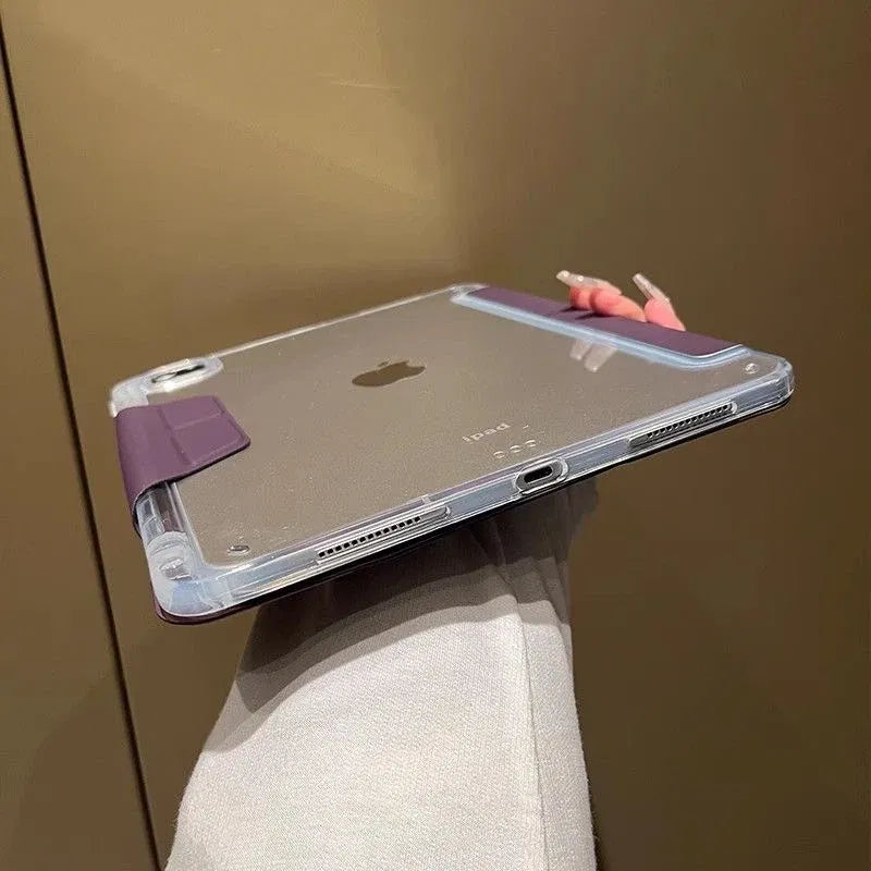 Color: Pink, Size: TEN - Case Magnetic for iPad Air 11 Cover iPad Air 4 5 10th 10.9 9.7 7th 8th 9th Gen 10.2 3 pro 10.5 11 With Y-Shaped Fold Clasp Funda