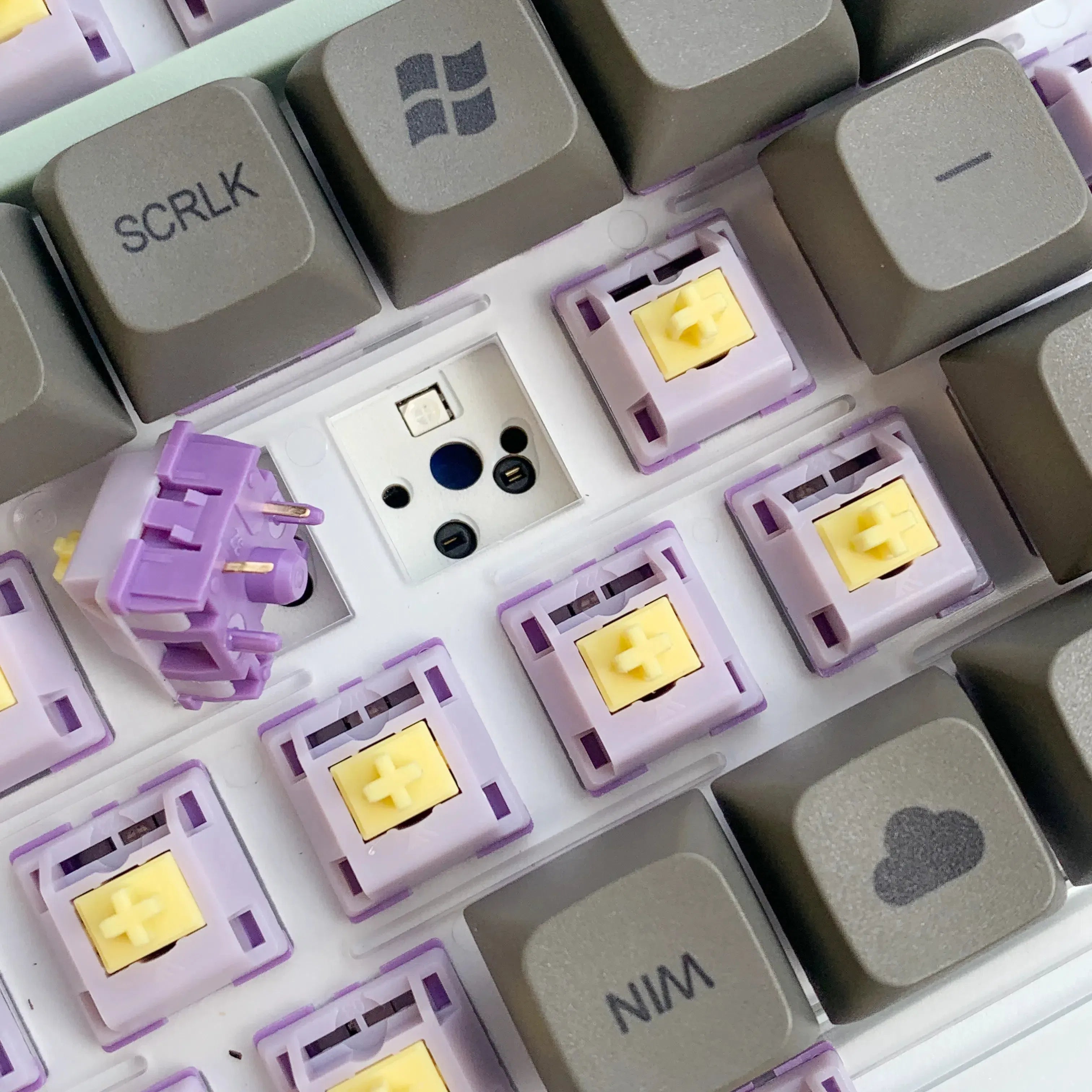 Color: Olive, Axis Body: Red Switch - KTT Hyacinth Linear Switch Five Pins Switches MX For Mechanical Gaming Keyboards 45g Prelubed