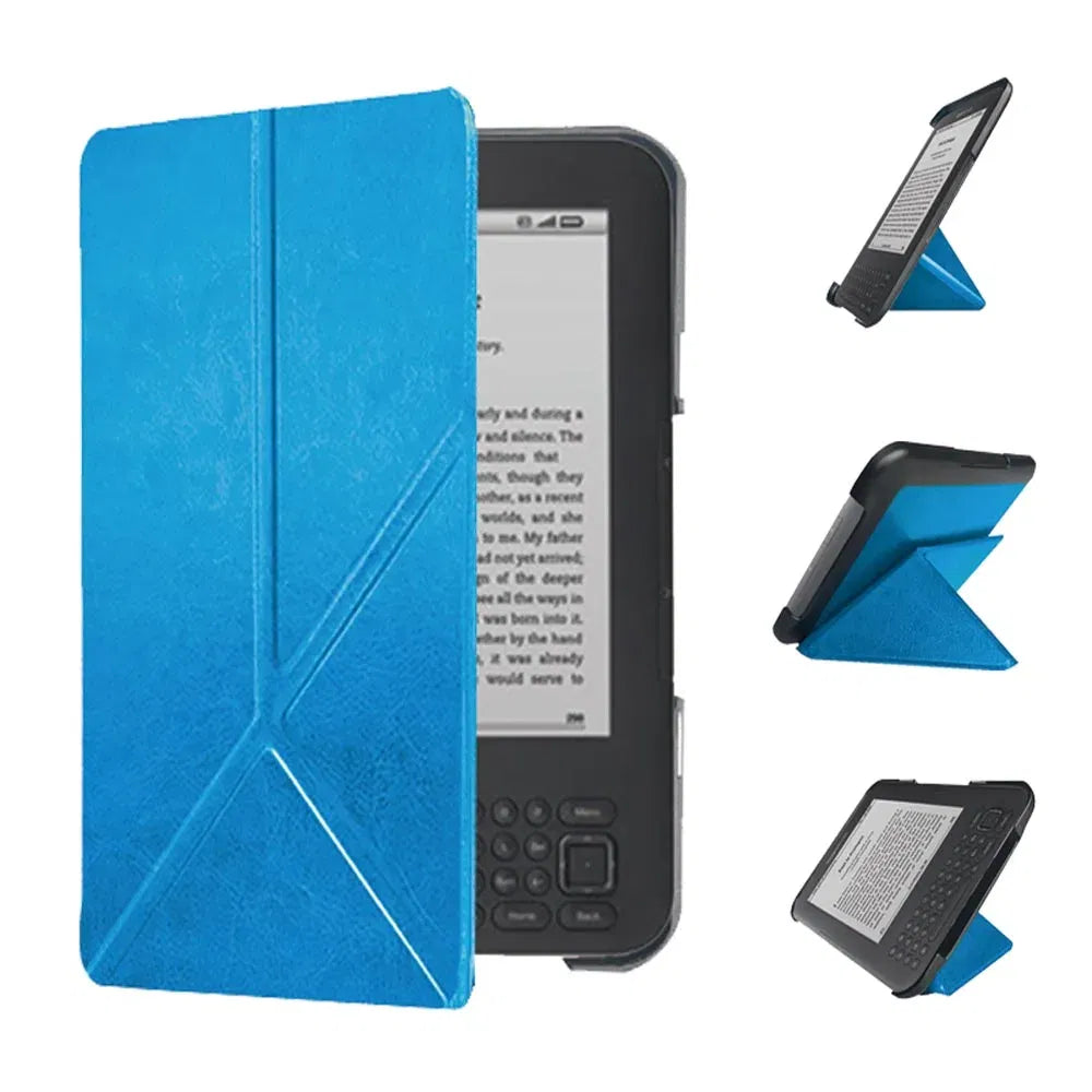 Color: Champagne - Lightweight Stand Case For Kindle Keyboard 3rd Gen Leather Cover Reader Kindle3 Kindle D00901 Flip Folio Magnetic Closure
