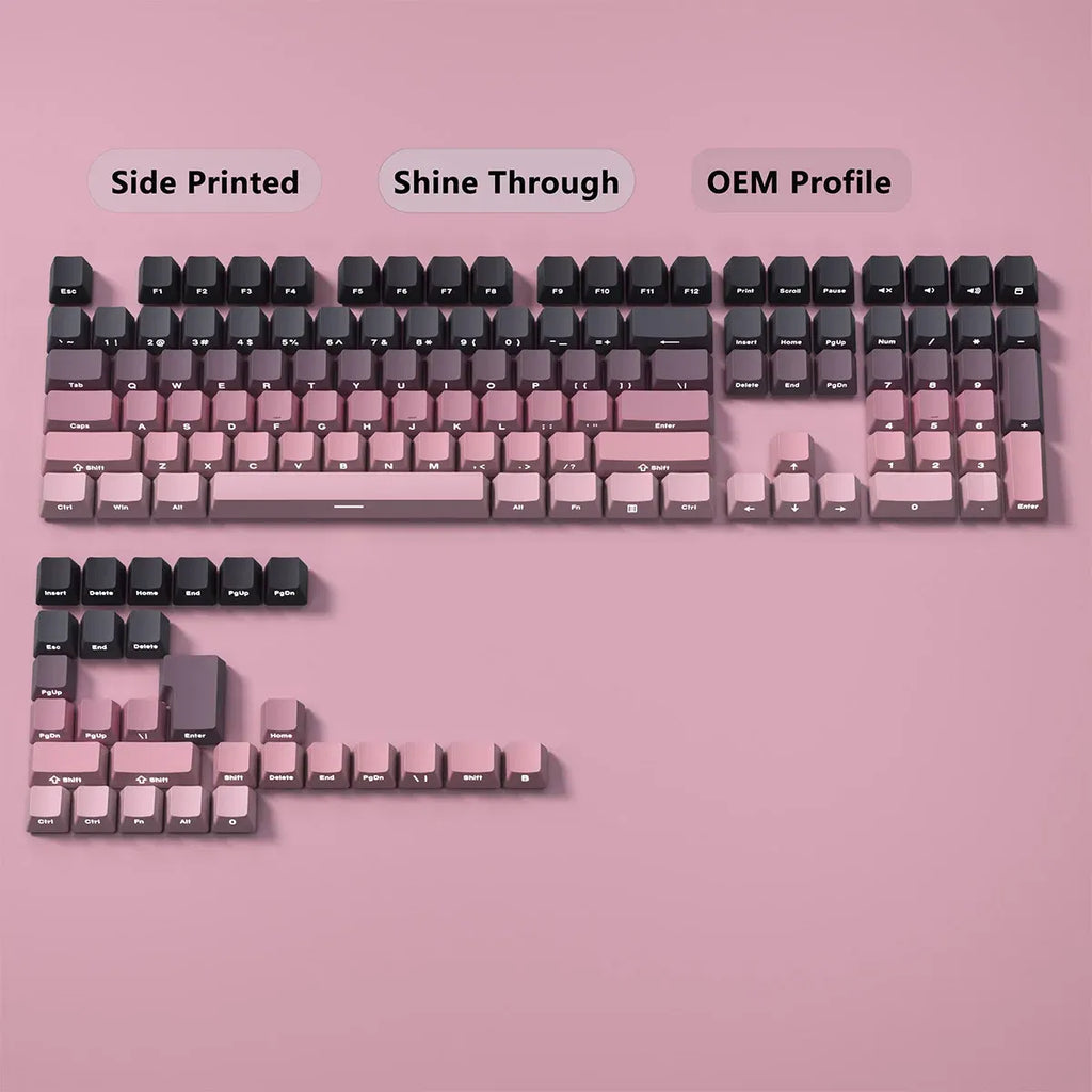 Color: Rust Red - Gradient Keycaps Side Printed Shine Through PBT Double Shot OEM Profile for MX Switches Gaming Keyboard 130+key caps