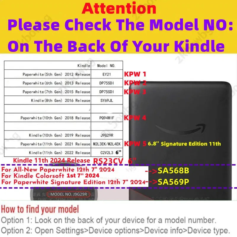Color: ROSE RED, Size: Fourteen - Cute Smart Case for 6.8' 6'' Kindle Paperwhite Signature 11th Generation Edition 12th 2024 7'' 7th 10th 6th M2L4EK RS23CV Cover