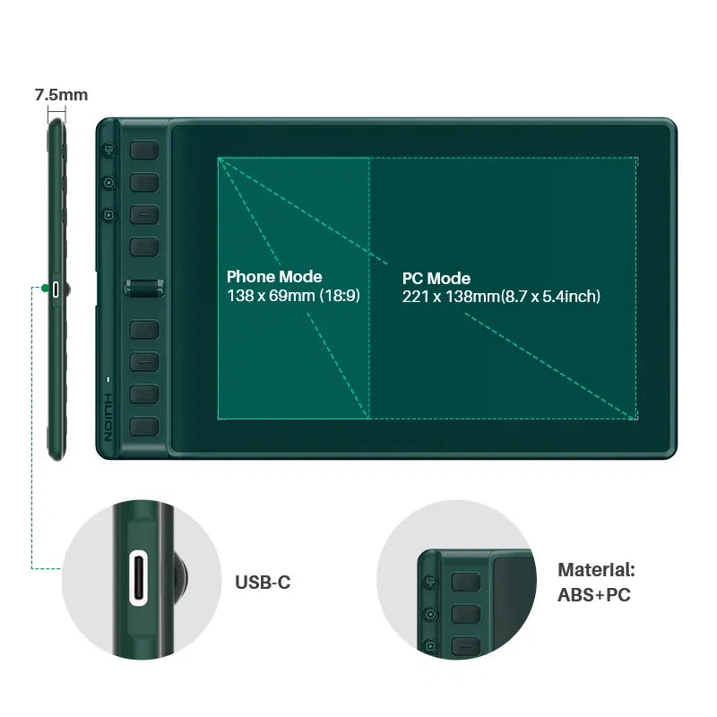 Color: Black, Ships From: canada - Huion Inspiroy 2 M H951P Graphics Tablets 8.7x5.4 inch PenTech 3.0 Digital Drawing Pen Tablet 8 Express Keys With 3 Group Key