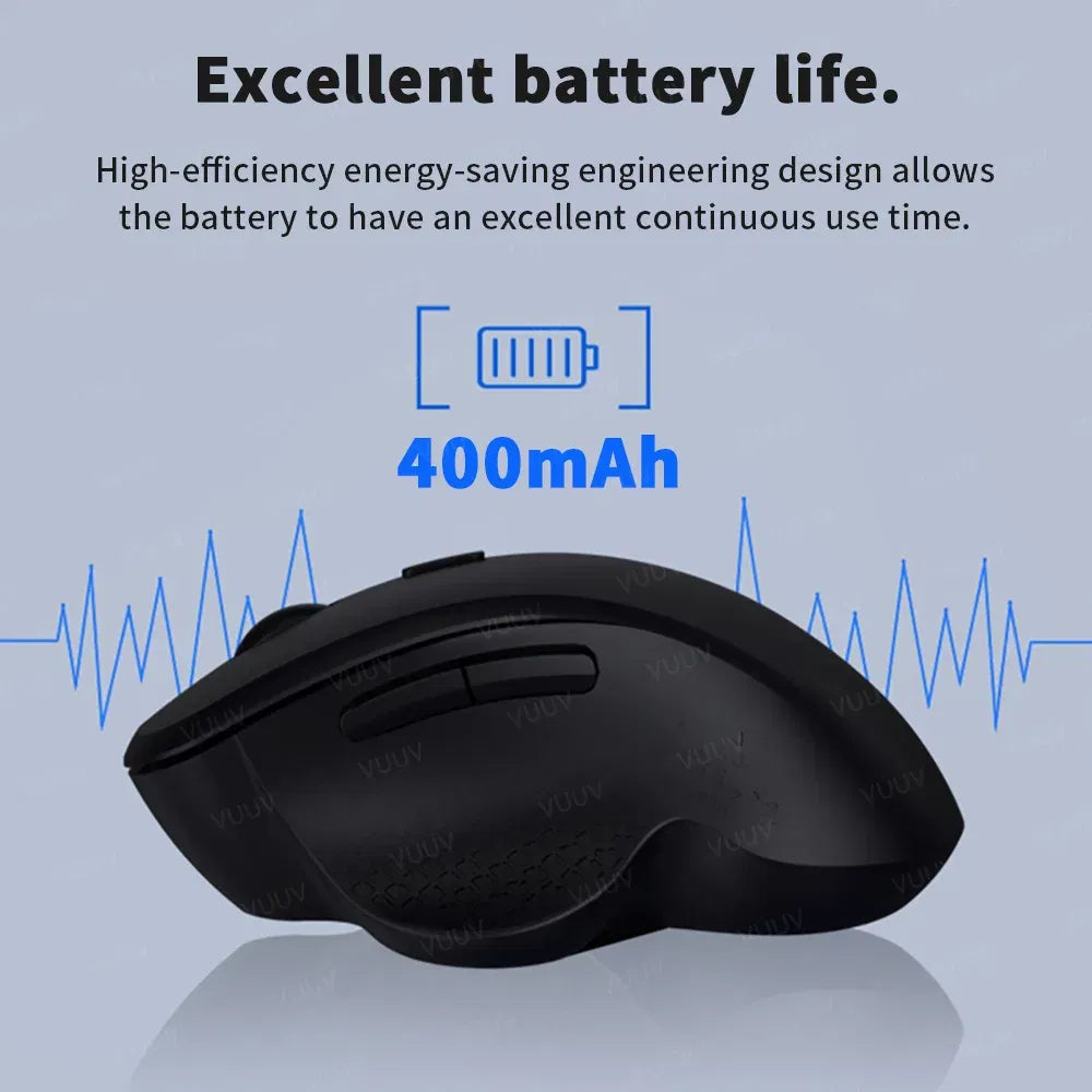 Color: Black - Ergonomic Rechargeable Wireless Bluetooth Mouse for PC Computer Laptop Macbook 1600DPI Dual Mode Mouse for IOS Android Tablet