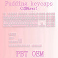 Color: Khaki - 129Keys Keyboard Keycap OEM Profile PBT Material Key Cap for Mx Hot Swap Mechanical Keyboard Switch Transparent Pudding Keycaps
