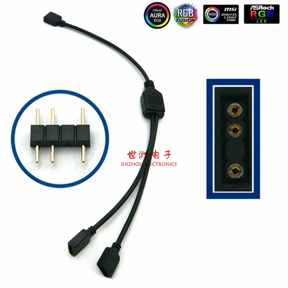 Color: Silver, Ships From: CHINA - Angitu 3pin/4Pin RGB ARGB SYNC 1 to 1/2/3/4/5 Fan LED Stripe Extension Cable Motherboard Light Control Hub For M/B ASUS GIGABYTE