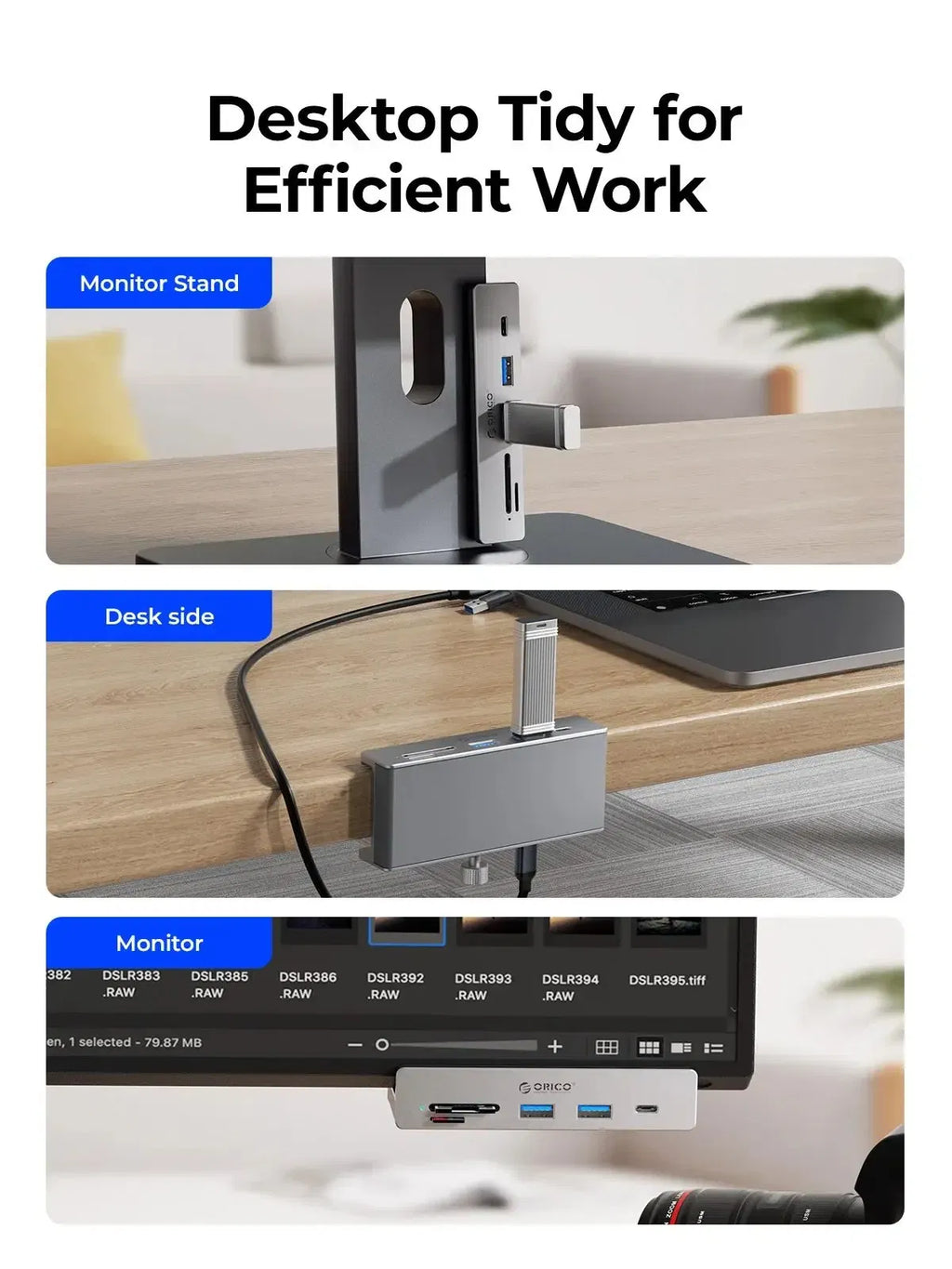 Color: pink - ORICO-USB 3.2 Hub 6-Port Expansion with Power Connector 10Gbps Protocol High-Speed Transmission SD, TF Card Fast Reading