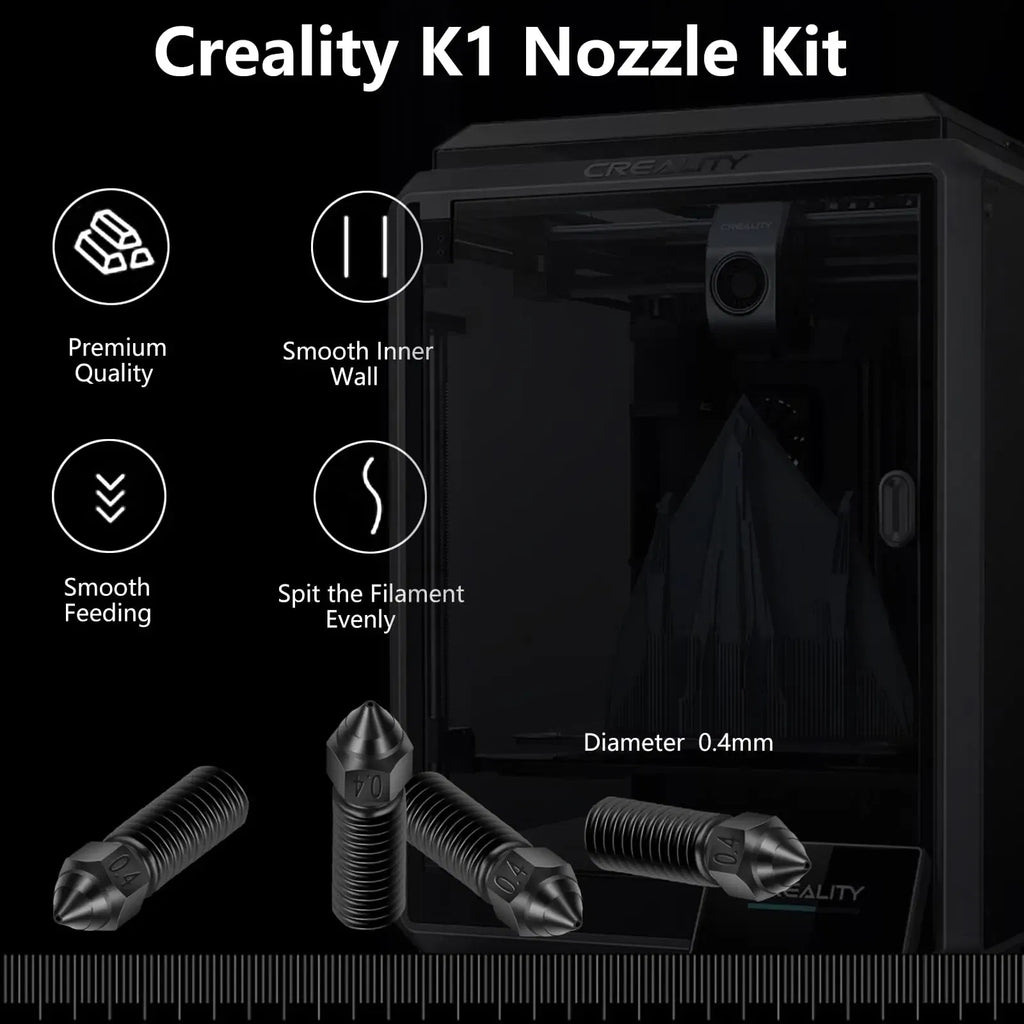 Color: Silver - Creality Ender 3 V3 KE Nozzle Har Hardened Steel Nozzle Kit 0.2/0.4/0.6/0.8/1.0/1.2mm for K1 3D Printer Parts Non Stick Filament