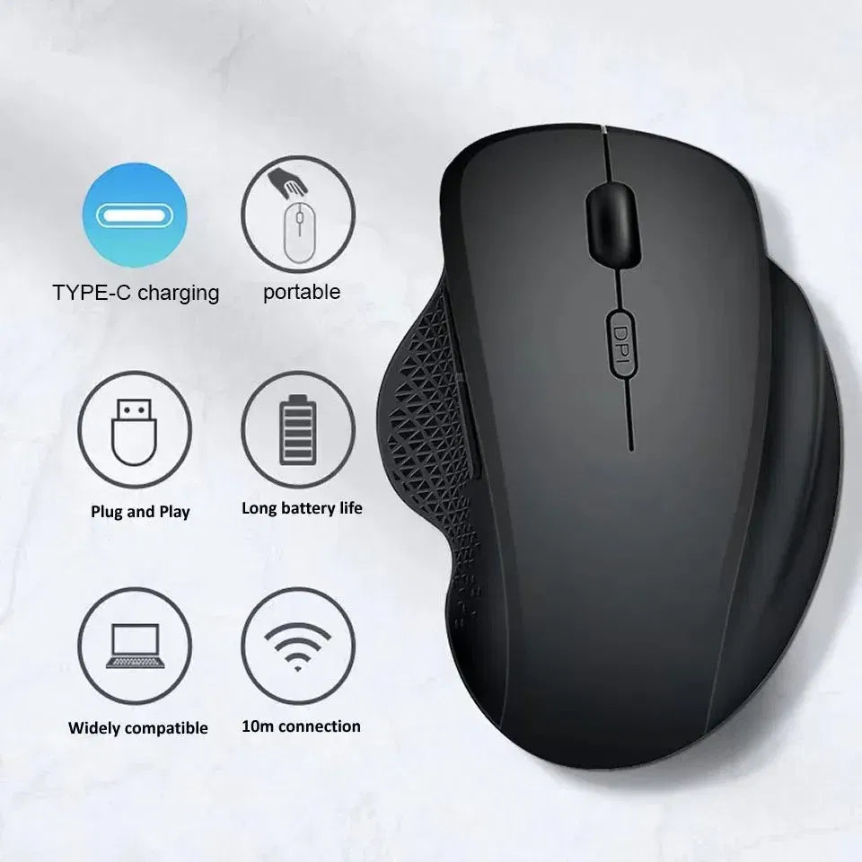 Color: GRAY - Wireless Mouse Bluetooth Mouse Wireless Computer Mouse Gamer Rechargeable 6 Buttons Ergonomic Mause Gaming Dual Mode Mice For PC