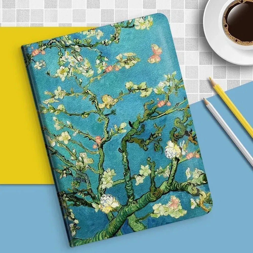 Color: Yellow, Size: 7 - Case For iPAD 10 9 8 7 6 5 th Generation Pro 11 12.9 10.5 Air 5 4 3 2 Mini 6 Funda Cover Luxury Van Gogh Oil Painting Flower Art