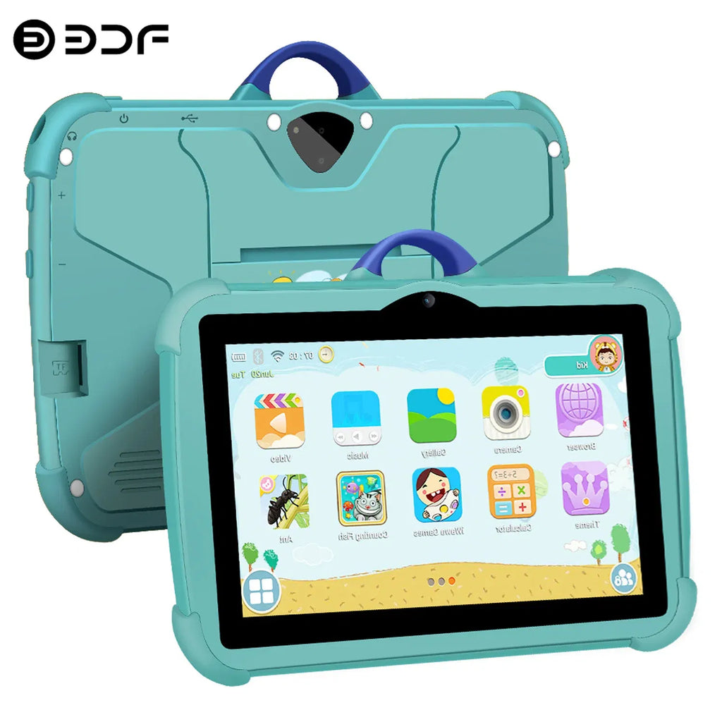 Color: Blue, Bundle: Bundle 1 - New 7 Inch Google Learning Education Games Kids' tablet Quad Core 4GB RAM 64GB ROM 5G WiFi Tablets Cheap Simple Children's Gifts