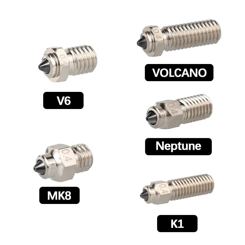 Color: green, Size: 0.4mm - Mellow DLC Hardened Steel & Copper Wear Resistant Bimetal HC Nozzle For V6 / Volcano /Mk8 Hotend Neptune4 K1 Nozzle 3D Printer