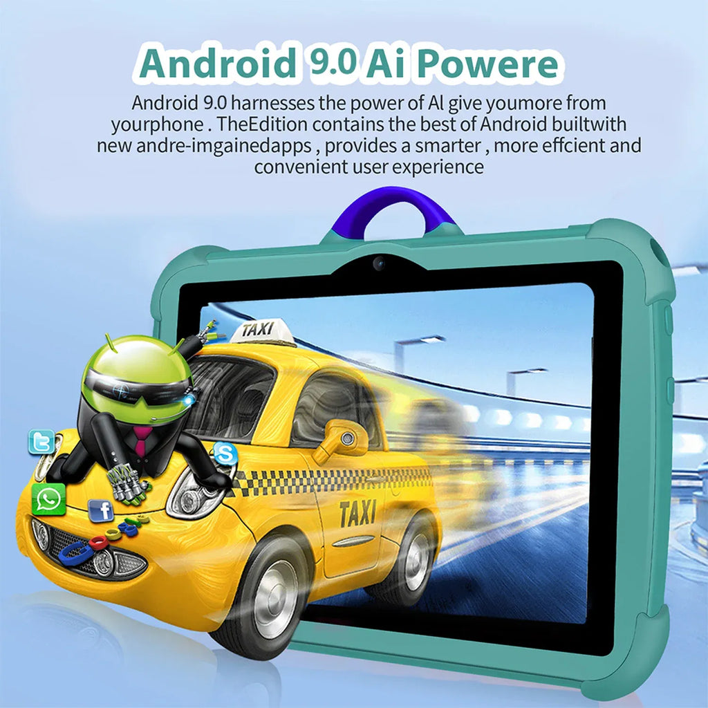 Color: Blue, Bundle: Bundle 1 - New 7 Inch Google Learning Education Games Kids' tablet Quad Core 4GB RAM 64GB ROM 5G WiFi Tablets Cheap Simple Children's Gifts