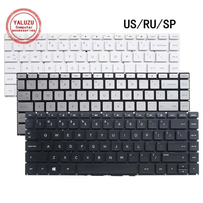Color: Coffee - US/RU/SP Laptop Keyboard For HP 14-BA 14-BD 14-BF 14-BS 14-BP 14-BK 14-BW 14-CB 14-CF 14-DK 14-DP 14S-CR 14S-CF 14S-DP 14M-BA