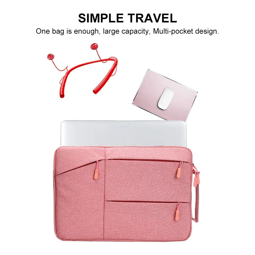 Color: Beige, Size: 14Inches 350mm - Laptop Handbag Sleeve Case 12 13 14 15 16 inch For HP DELL Notebook Bag Carrying Bag Macbook Air Pro 15.4 15.6 Protective Cases