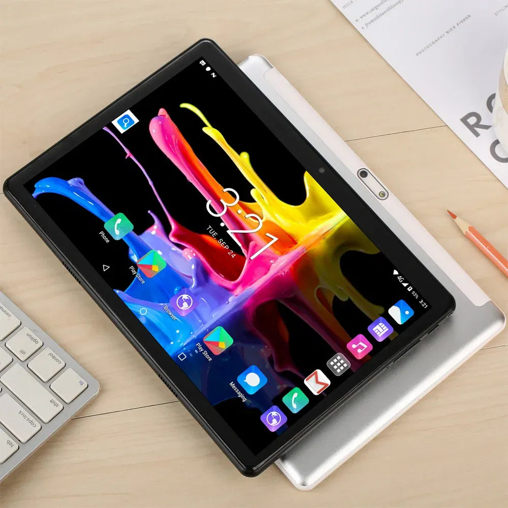 Color: Pink, Bundle: Bundle 2 - New 10.1 Inch Android Tablet Pc Google Play Dual Cameras Octa Core Dual SIM Phone Call Tablets Bluetooth Wifi 4GB RAM 64GB ROM