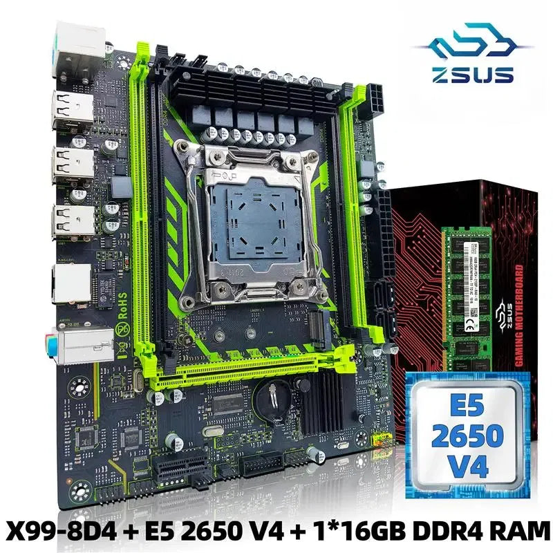 Color: Orange, Ships From: CHINA - To ZSUS X99-8D4 Motherboard Set Kit With LGA2011-3 Xeon E5 2650 V4 CPU DDR4 16GB (1*16GB) 2133MHZ RAM Memory NVME M.2 SATA