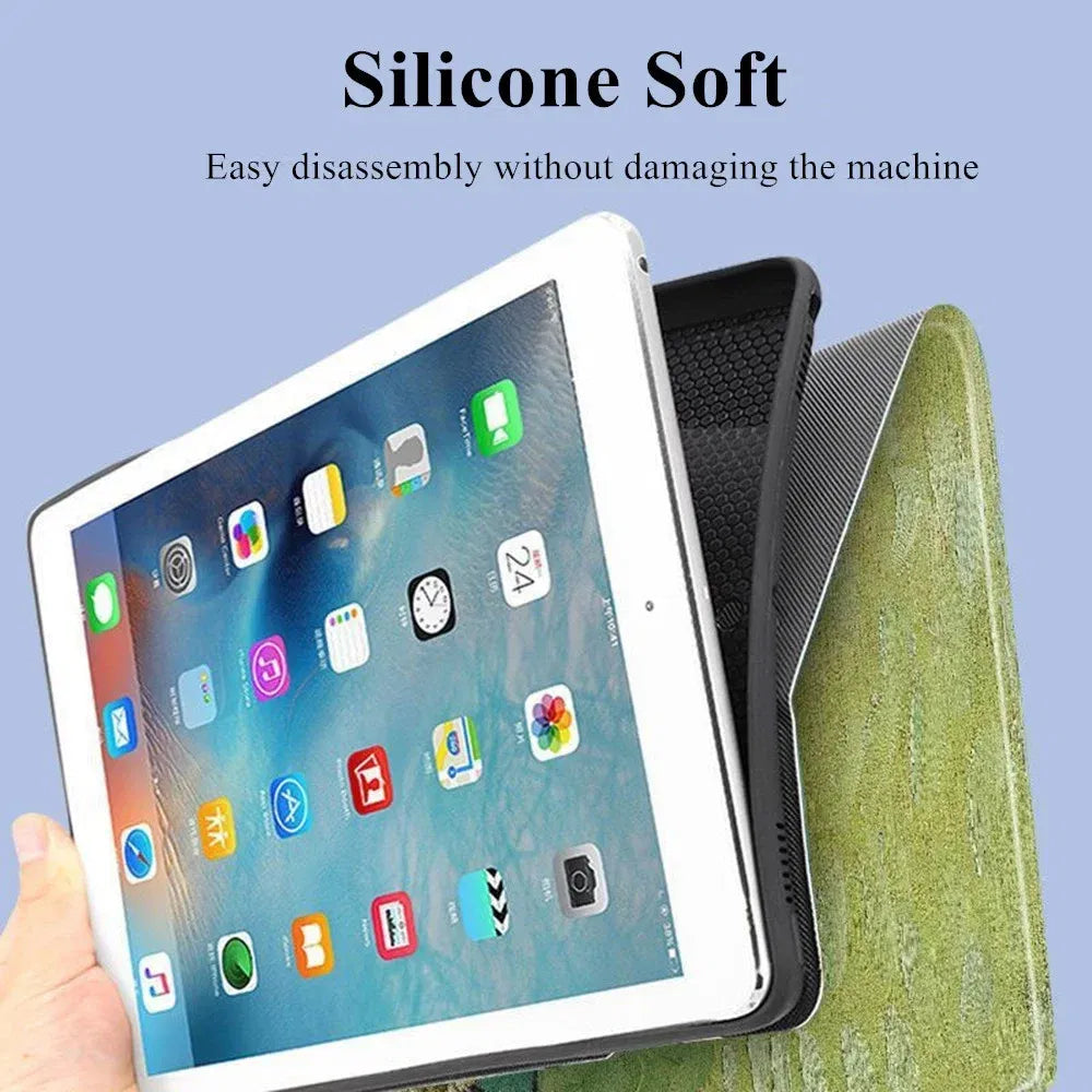 Color: Black, Size: 7 - Case For iPAD 10 9 8 7 6 5 th Generation Pro 11 12.9 10.5 Air 5 4 3 2 Mini 6 Funda Cover Luxury Van Gogh Oil Painting Flower Art
