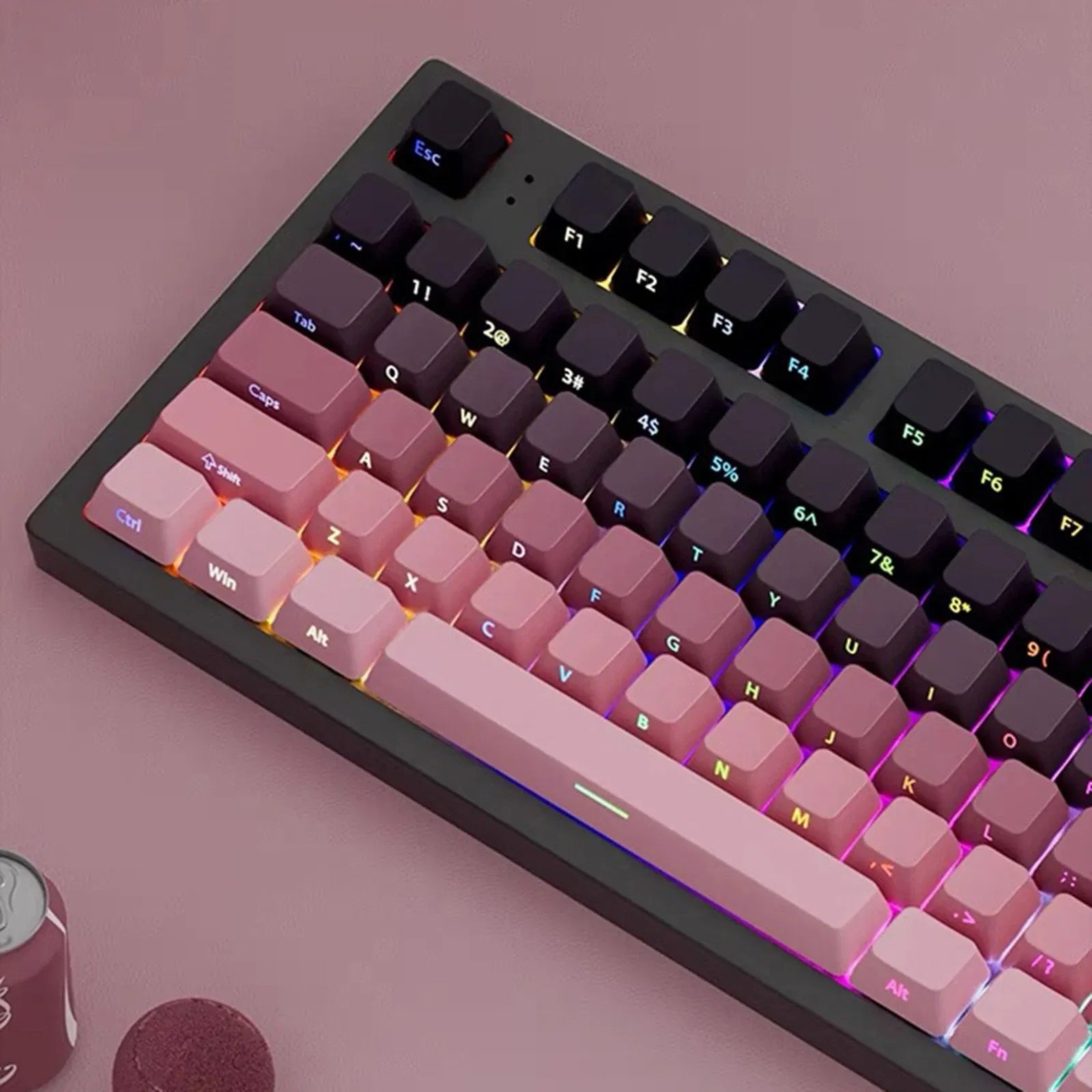Color: Cream Color - Gradient Keycaps Side Printed Shine Through PBT Double Shot OEM Profile for MX Switches Gaming Keyboard 130+key caps