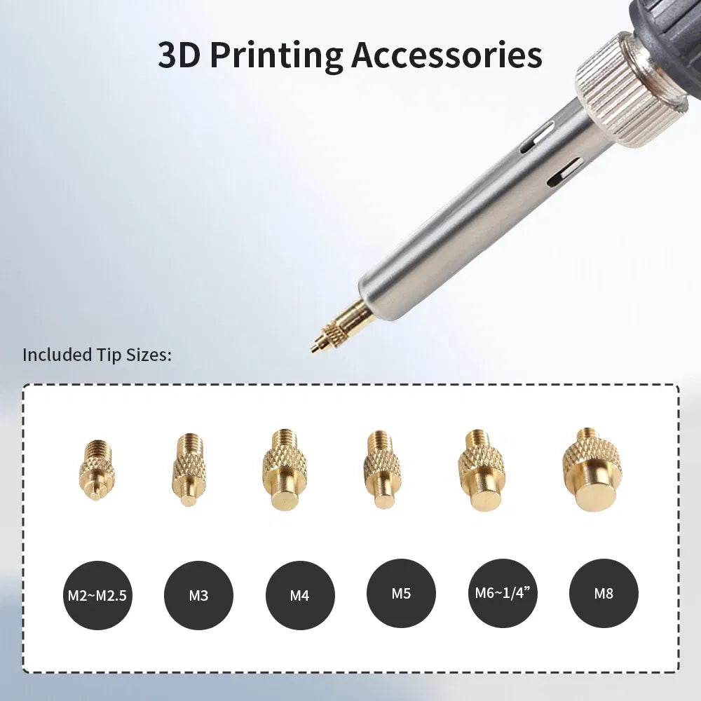 Color: green - Heat Insert Nut Iron Tip Brass Hot Melt Insert Nut Embedded Kit M2-M8 Soldering Iron Tip Heat Insertion Tool 3D Printer Accessor