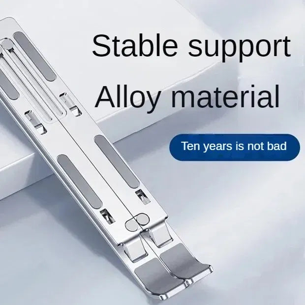 Color: Silver - Aluminum Alloy Laptop Holder Stand Adjustable Foldable Portable for Notebook Computer Bracket Lifting  Non-slip Holder