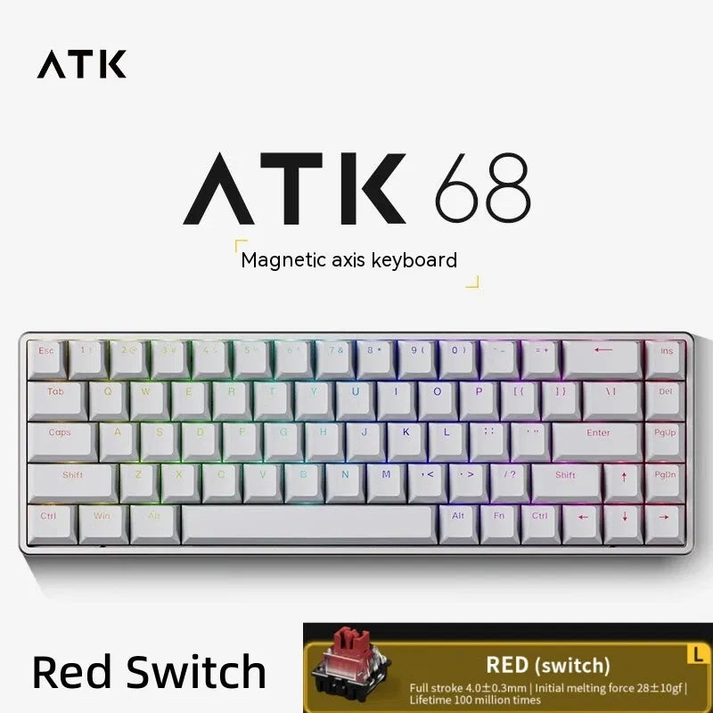 Color: Khaki, Axis Body: BLACK SWITCH, Ships From: CHINA - ATK ATK68 Keyboard Magnetic Switch Gaming Keyboard SMART SPEED X Quick Trigger Aluminum Alloy Mechanical Keyboard RGB PC Gamer