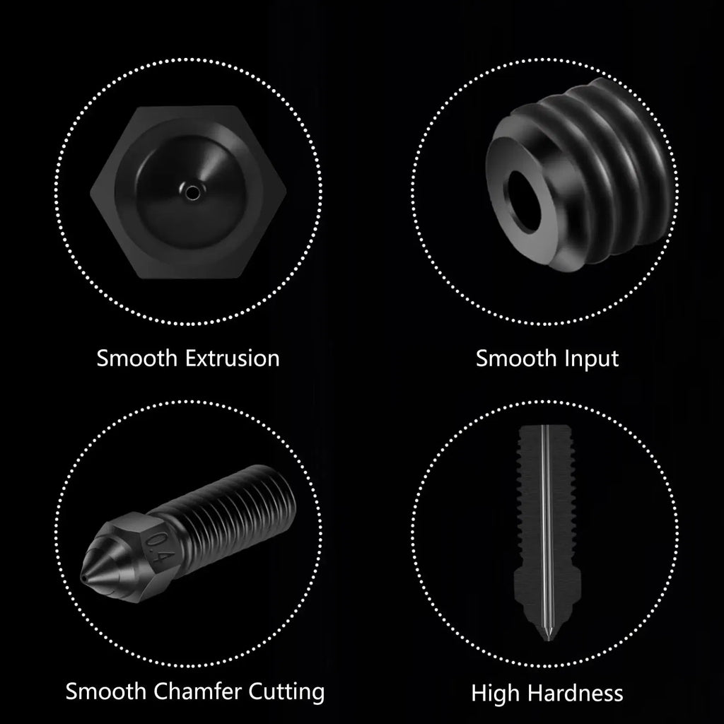 Color: Yellow - Creality Ender 3 V3 KE Nozzle Har Hardened Steel Nozzle Kit 0.2/0.4/0.6/0.8/1.0/1.2mm for K1 3D Printer Parts Non Stick Filament
