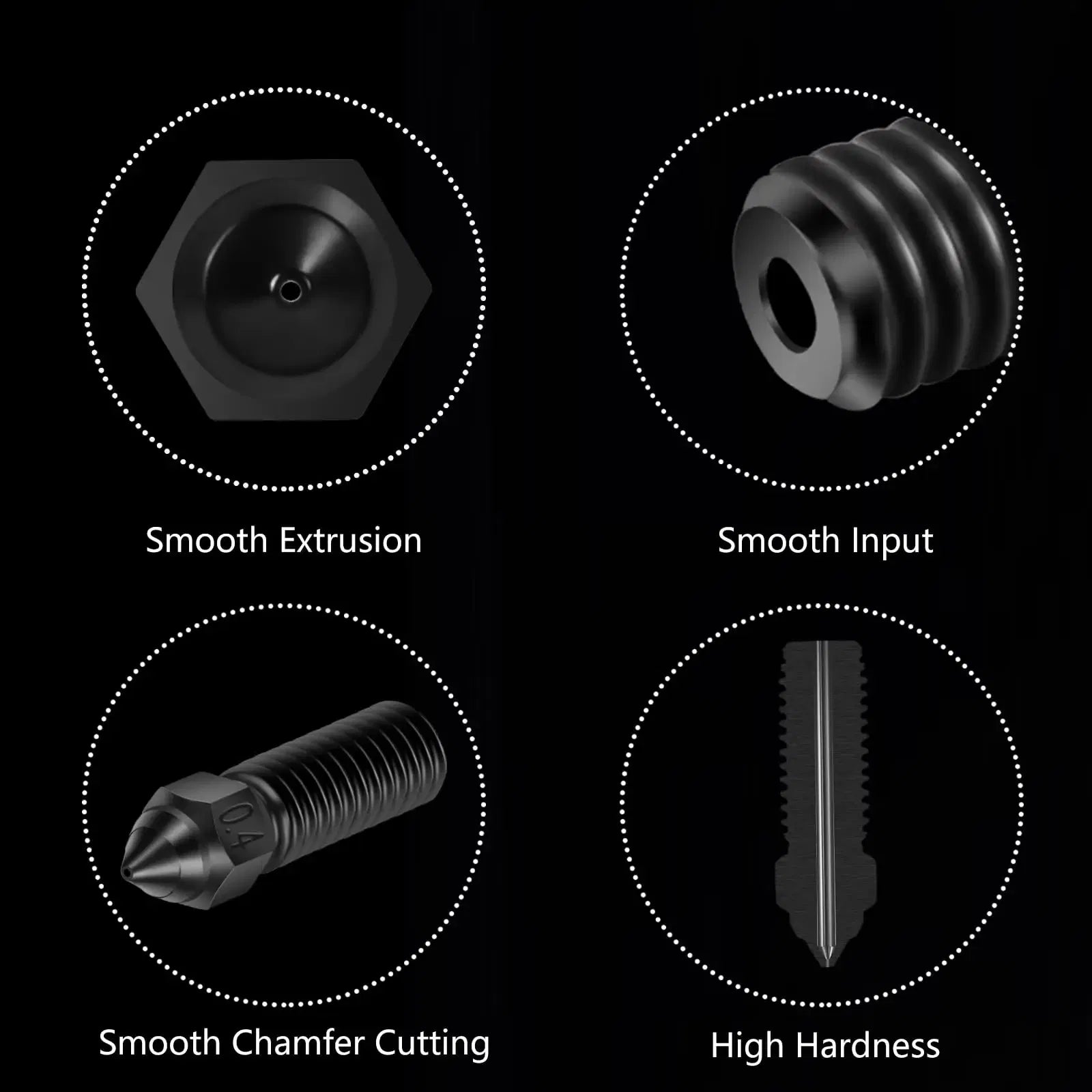 Color: Yellow - Creality Ender 3 V3 KE Nozzle Har Hardened Steel Nozzle Kit 0.2/0.4/0.6/0.8/1.0/1.2mm for K1 3D Printer Parts Non Stick Filament