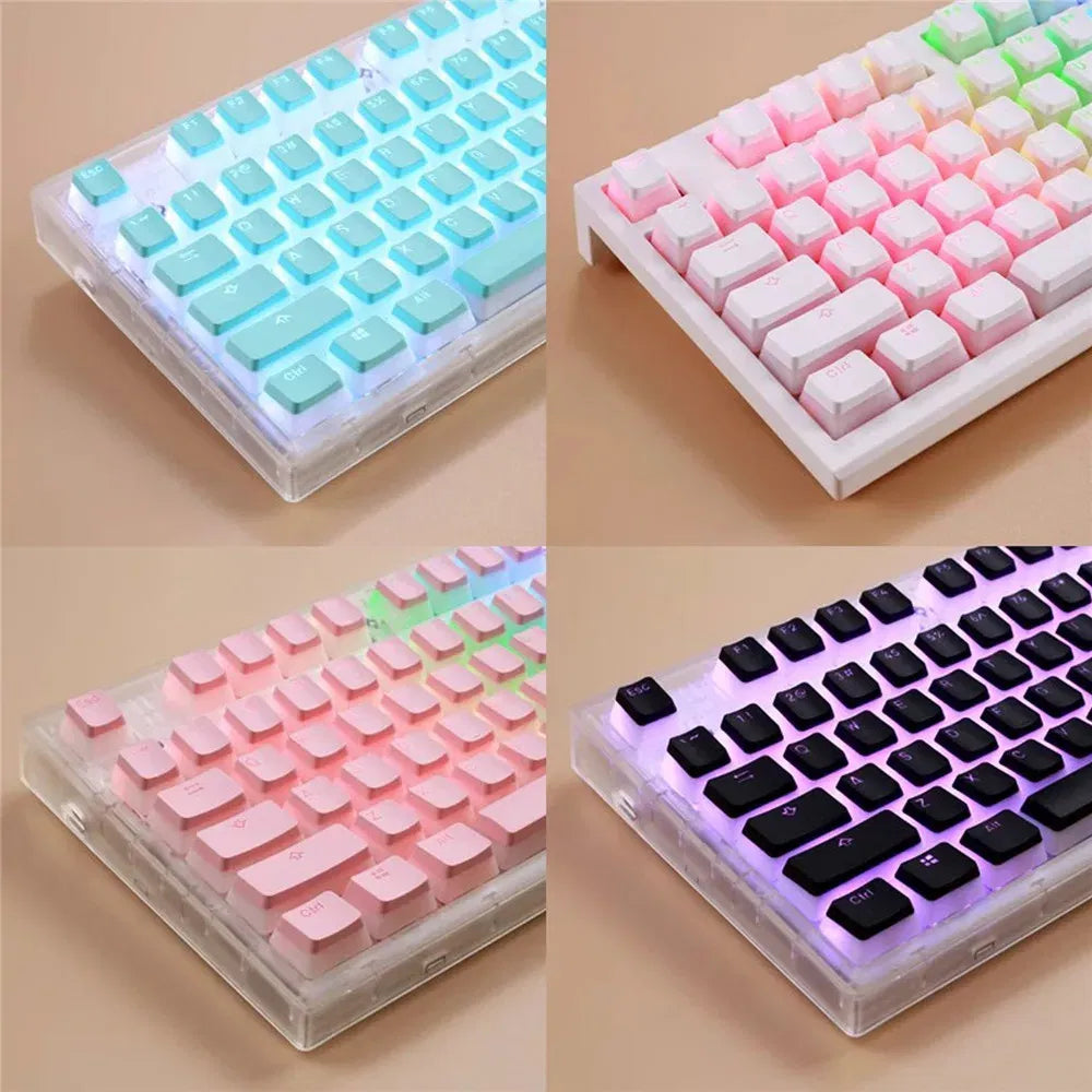 Color: GRAY - 104 Keys Pudding Theme Keycap OEM Profile ABS PBT Double Shot Keycap For Mx Switch Mechanical Keyboard RGB Backlit Key Caps