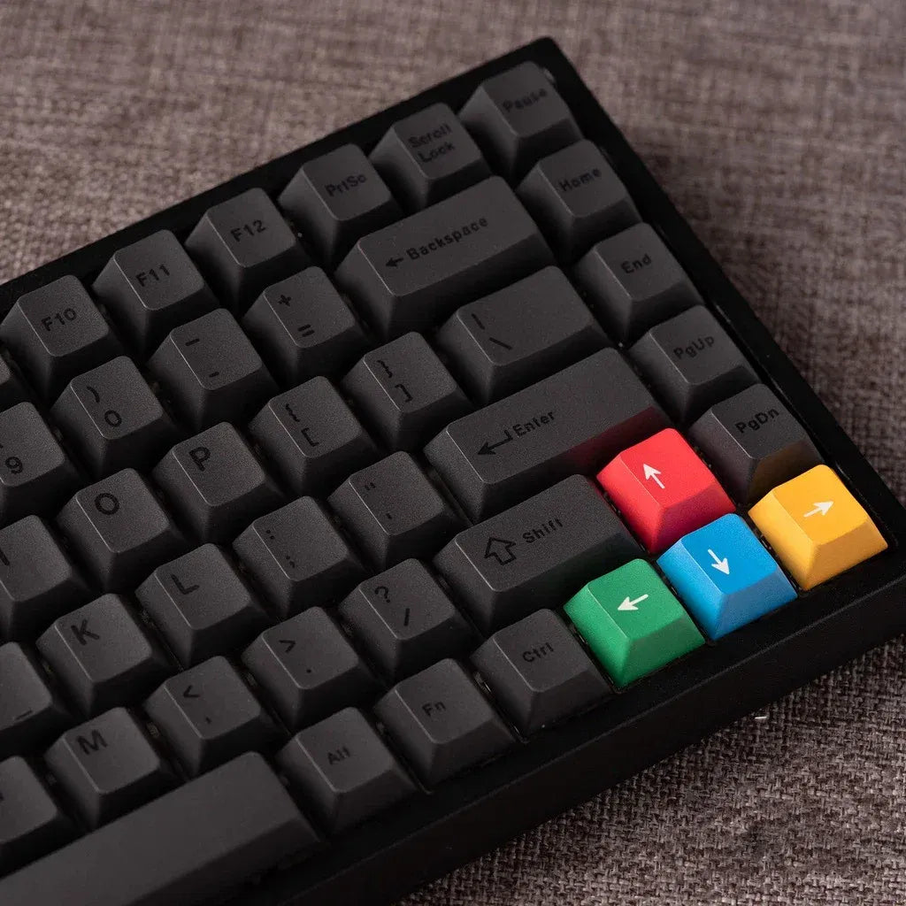 Color: Khaki - Minimalist Black keycaps PBT cherry profile  61/71/64/68/84/96/980/87/104 keycap set