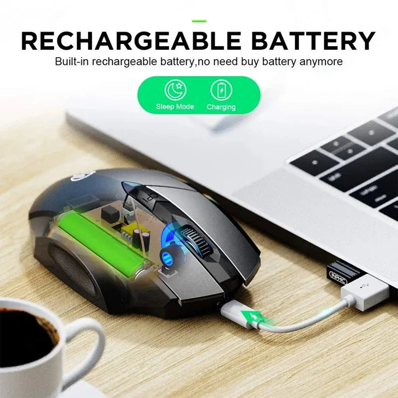 Color: Gold - Inphic Rechargeable Wireless Mouse Ergonomic Bluetooth 5.0 2.4G Mice Office Mute Mouse For MacBook Tablet Laptops Computer PC
