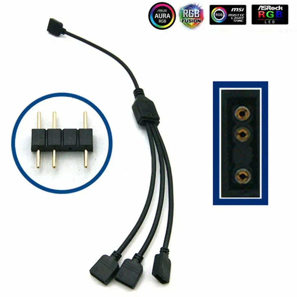 Color: Red, Ships From: CHINA - Angitu 3pin/4Pin RGB ARGB SYNC 1 to 1/2/3/4/5 Fan LED Stripe Extension Cable Motherboard Light Control Hub For M/B ASUS GIGABYTE