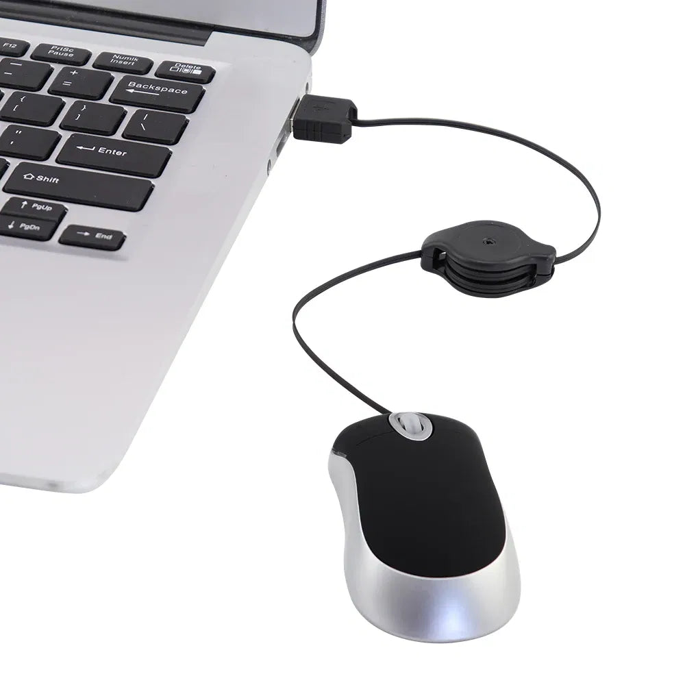 Color: Blue - Mini Portable Wired Mouse Retractable USB Cable Ergonomic Mause Anti Winding Office Computer Mice Retractable Adjustable Mice