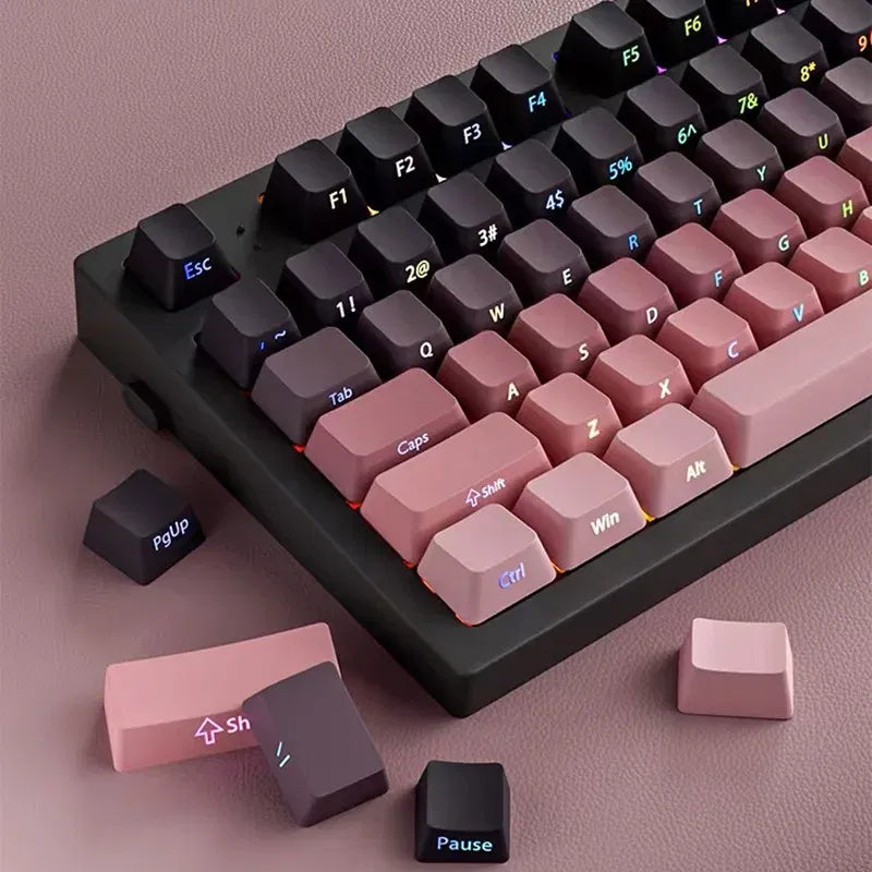 Color: DARK GRAY - Gradient Keycaps Side Printed Shine Through PBT Double Shot OEM Profile for MX Switches Gaming Keyboard